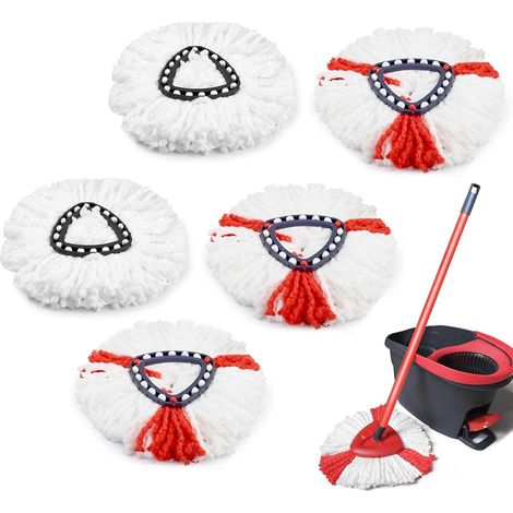 5 pezzi adatti alle testine in microfibra del mocio Vileda Turbo 3 in 1, testine di ricambio altamente assorbenti, facili da strizzare e pulire, resistenti e lavabili in lavatrice.