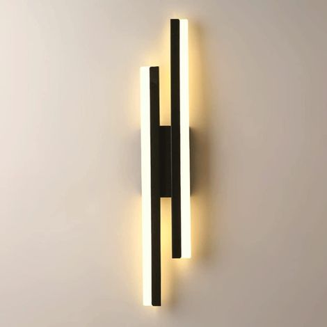 Luminaires muraux créatifs à bande noire, applique murale linéaire en métal, applique murale de chevet LED à intensité variable moderne, applique murale d'éclairage à 360 °, appliques murales décorati (1/5)