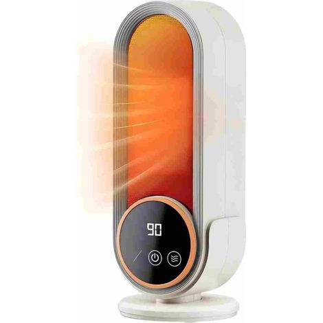 Chauffage d'appoint portable écoénergétique d'intérieur avec thermostat réglable, résistance céramique PTC 1200 W à chauffe rapide, télécommande et minuterie intelligente, blanc avec commandes tactile (1/5)