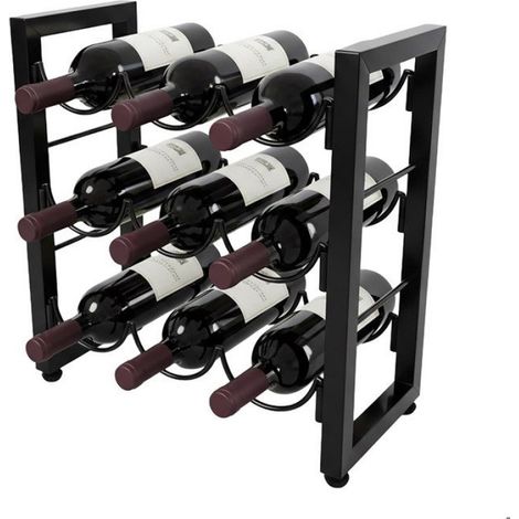 Porte-Bouteilles - Support Pour 9 Bouteilles - Acier Noir - Dimensions 36 x 35 x 17 Cm - Pour Cuisine Et Bar (1/5)