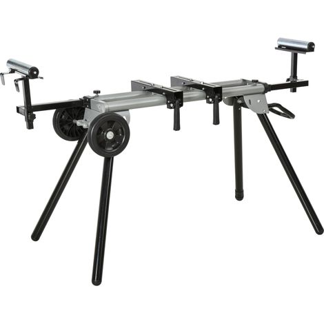 Support réglable pour scie à onglet avec extension latérale, acier noir et argent, longueur 123,5-245 cm (1/5)