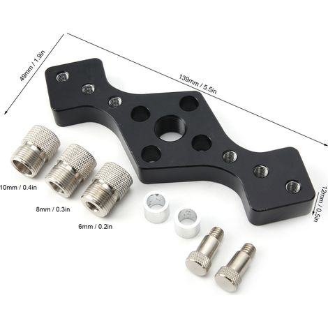Gerade Bohrschablone für die Holzbearbeitung, aus schwarzer Aluminiumlegierung. (1/5)