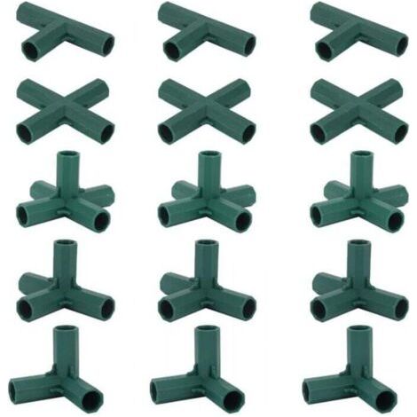 Lot de 15 connecteurs de cadre de serre 16 mm – 5 types de connecteurs pour construction de serre – Plastique résistant aux chocs (1/5)
