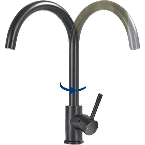 Grifo de cocina giratorio 360°, fabricado en acero inoxidable resistente, color negro, G3/8 (1/5)