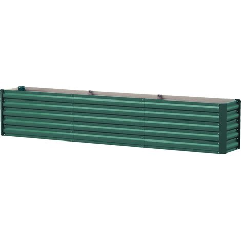 Huerto elevado, acero galvanizado duradero, drenaje optimizado, verde (1/2)