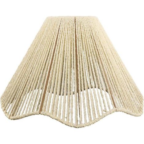 1 Abat-jour en Corde de Papier, Tissé à la Main, Style Rustique Beige, Pour Douille E27, Salon Cuisine (1/5)