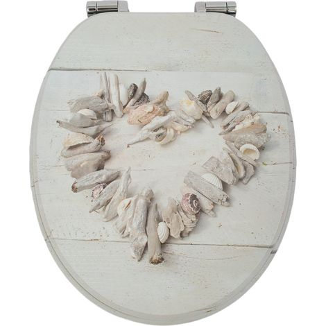 Homseat MDF Toilet Seat with Soft Close function, Seashell Heart Design (1/5)