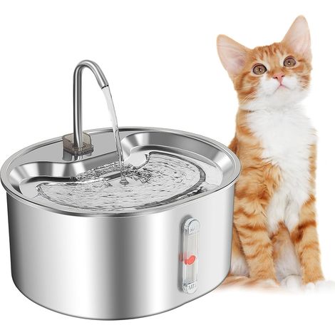 Fontaine À Eau pour Chats en Acier Inoxydable, 108oz/3,2L Distributeur Ultra Silencieux avec Filtres pour Chats, Chiens Et Autres Animaux De Compagnie pour Une Utilisation en Intérieur (1/5)