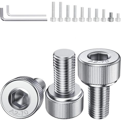 Lot de 60 vis à tête hexagonale M6 x 10 mm, DIN912 en acier inoxydable 304, boulons M6 entièrement filetés avec clé Allen, boulon d'entraînement à six pans creux pour bricolage et meubles (1/5)