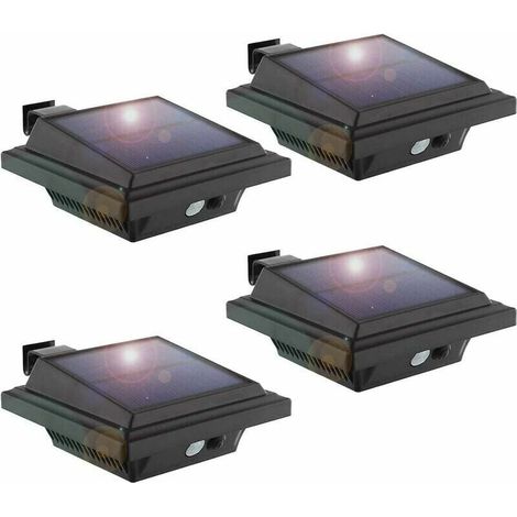 Capteur de mouvement solaire extérieur, 25 lumières solaires LED pour gouttière, mur décoratif IP65 étanche 500 lm sans fil pour allées, jardin, terrasse, clôture (froid,de (1/3)