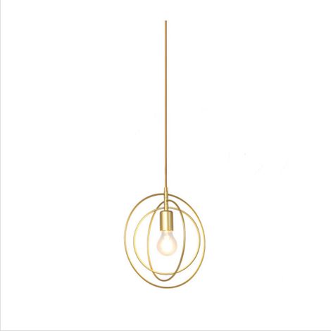 Lustre, lustre rond simple et moderne à trois anneaux, adapté à la chambre à coucher, au chevet, au couloir de la cuisine, lumière chaude, or (1/5)