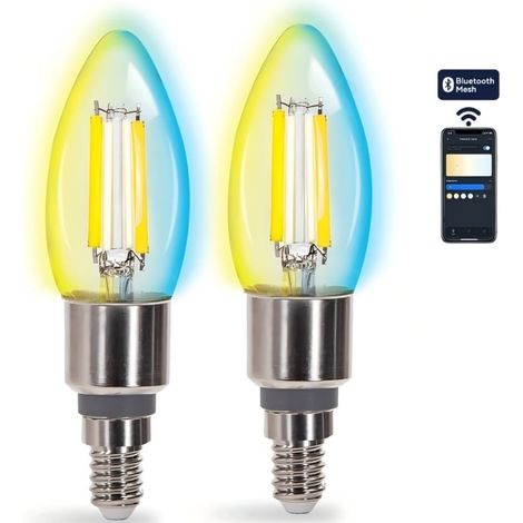 Aigostar Lot de 2 Ampoules Filament A60 E27 6W CCT Ajustable Verre Dégradé Télécommande Ambiance