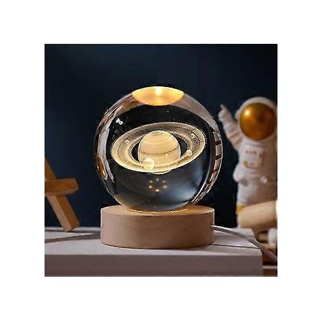 Glowing Plantaire Galaxie Astronaute Boule De Cristal Veilleuses USB Puissance Chaude/rgb Lampe De Chevet Enfant Cadeau Veilleuse 6cm, Saturn
