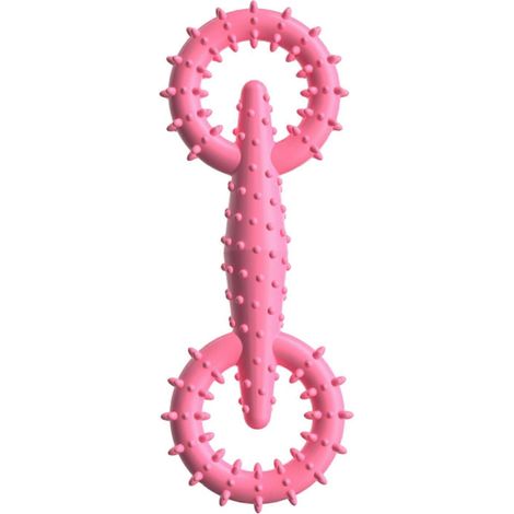 TPR chien jouet à macher – Spiny Texture et Pull-Tab – pour chiot dentition et nettoyage des dents avec lutte contre l'ennui – Rose rouge (1/5)