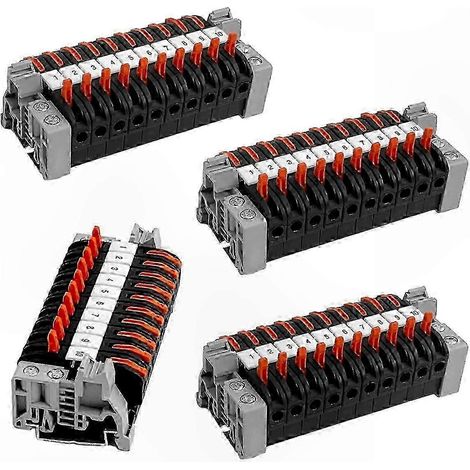 Kit de bornier sur rail DIN 40 pièces (0,08-4 mm), connecteurs électriques, kit de montage sur rail noir, compatible avec diverses solutions de câblage. (1/5)