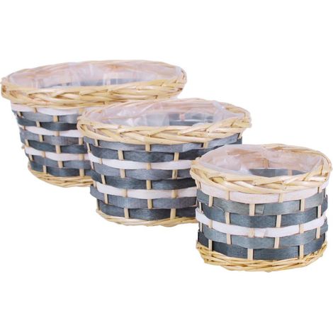 Cesto rotondo vimini, Ø26x14+Ø20x12+Ø14x10 cm (kit da 3)