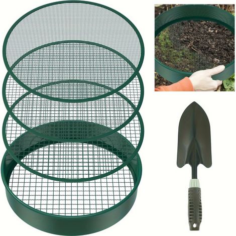 Tamis à terre de 30 cm – Taille des mailles (3/6/9/12 mm) – Tamis de jardin portable, réutilisable et multifonctionnel (1/5)