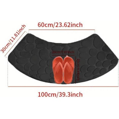 Noir - Petites pierres 4000cm (Polaire de corail en forme d'éventail 0,8cm) Tapis de sol en polaire corail, tapis antidérapant galets pour toilettes/salle de bain, tapis de salle de bain absorbant pou (1/5)