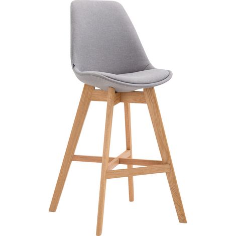 Tabouret de bar chaise haute design scandinave moderne en tissu gris clair TDB10379 (1/3)