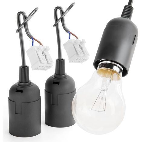 3x construction base E27 black with quick connector - lamp base E27 including strain relief - decorative base E27 max. 60W 250V - construction base E27, LED construction base (1/5)