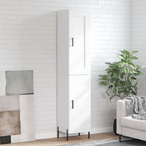 Buffet de Salon,Buffet Commode industriel haut Blanc 34,5x34x180 cm Bois d'ingénierie -QS34461 (1/5)