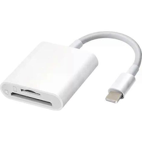 Adaptateur lecteur de cartes SD + TF 8 broches 2 en 1 pour iPhone/iPad, longueur du câble : 9,7 cm (1/3)