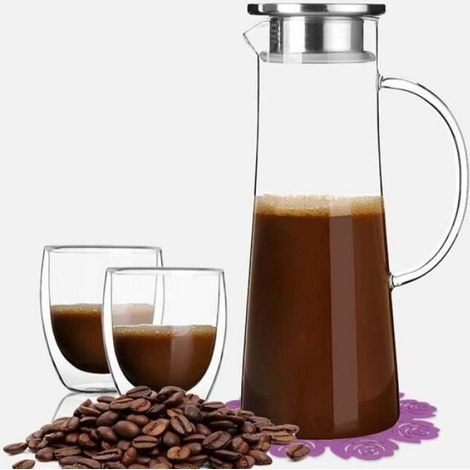 Carafe En Verre - 1500 Ml - Résistant À La Chaleur - Pour Thé Café Jus - 1 Pièce (1/4)