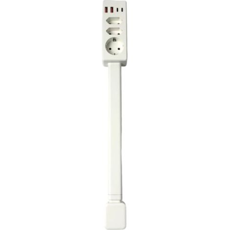 Multipresa retrattile da 20 W, porte USB-A/C, 3 prese, estensibile da 47 a 67 cm, rotazione a 180° (spina europea)