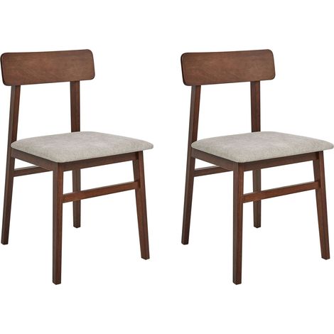 Set di 2 sedie da pranzo con seduta in tessuto Taupe e struttura in legno scuro Stacy