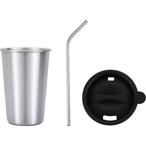 Gobelet isotherme en acier inoxydable avec paille (1 pièce) (1/3)