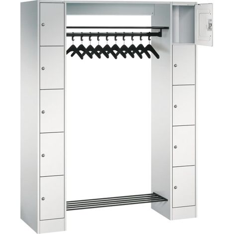 C+P Armoire ouverte avec casiers pour 10 personnes, H1950xL1430xP480mm avant gris clair corps gris clair gris clair (1/5)