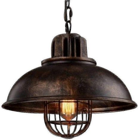 Suspension - Lustre industriel vintage avec abat-jour en métal, style loft (1/2)