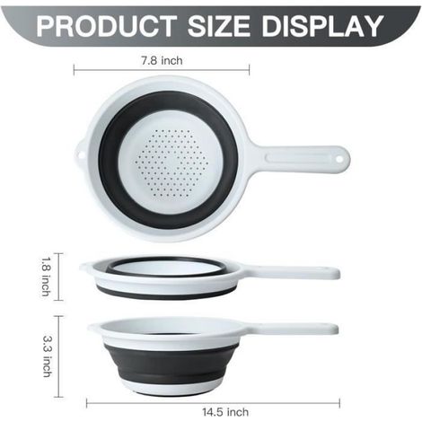 Passoire Pliable - Cuisine - Silicone - Sans BPA - Résistante à la chaleur - 33 x 20 x 9 cm (1/4)