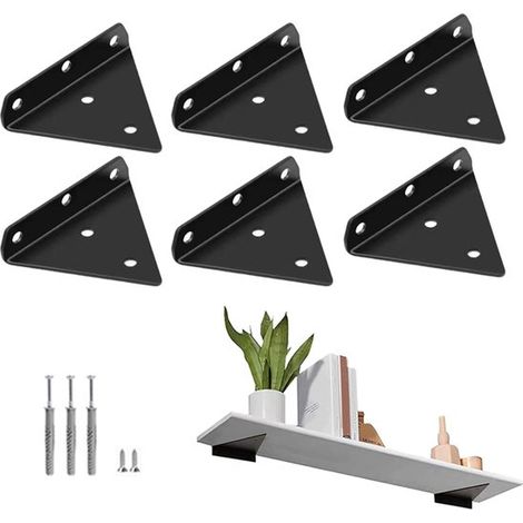 Ensemble de 6 étagères murales, supports décoratifs, équerres triangulaires invisibles, supports de charge, vis incluses pour une utilisation intérieure, notamment dans les cuisines. (1/5)
