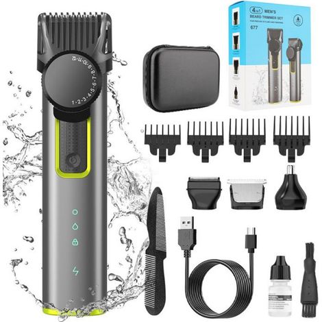 Tondeuse à cheveux électrique multifonctionnelle 4 en 1, chargeur USB, étanche IPX5, professionnelle, rasoir pour le nez et le nez