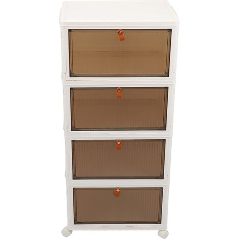 Boîte de rangement de chaussures pliante 4 couches transparente grande capacité organisateur de étagère à chaussures pliable avec roues (1/5)