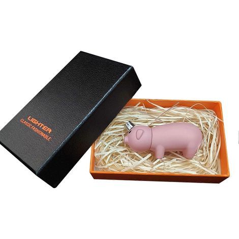 Briquet torche à butane à double flamme en forme de cochon. pour les passionnés de briquets. (1/5)