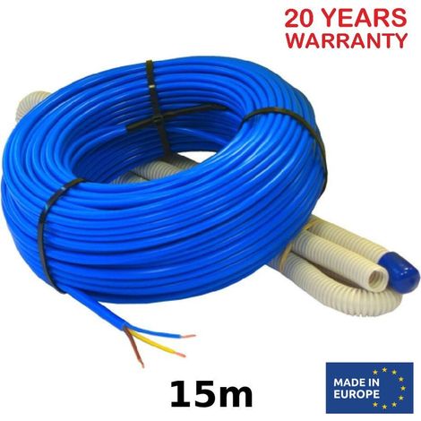 Cable calefactor 15 m THC20-15, 20 W/m, 230 V, 300 W