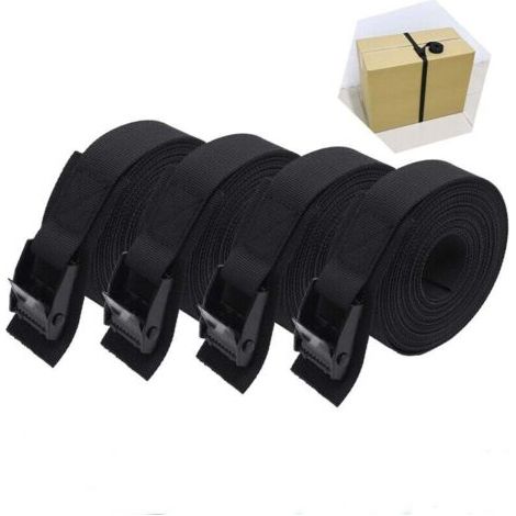 4pcs,Sangle d'arrimage Courte, rembourrée,25cm, 1m,Boucle de Serrage,noir (1/4)