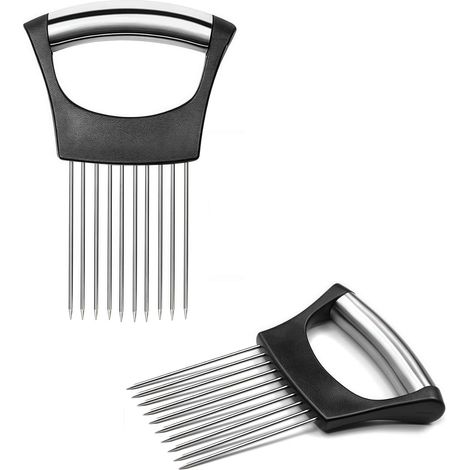 2 Pièces Porte-oignon,Acier Inoxydable,Sécurité,Coupe Légumes,Viande,Cuisine (1/5)