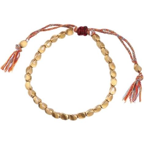 Bracelet tibétain en perles de cuivre pour hommes et femmes, bracelet bouddhiste porte-bonheur pour prévenir l'arthrite, protection et bénédiction pour les hommes et les femmes, alliage