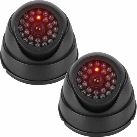 Articles, Caméra de vidéosurveillance factice dôme extérieure/intérieure étanche noire avec éclairage LED réaliste (1/5)