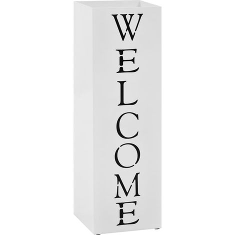 vidaXL Porta Ombrelli Welcome in Acciaio Bianco