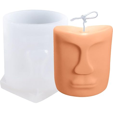 Moule en silicone pour bougie à visage abstrait et en résine pour aromathérapie (1/5)
