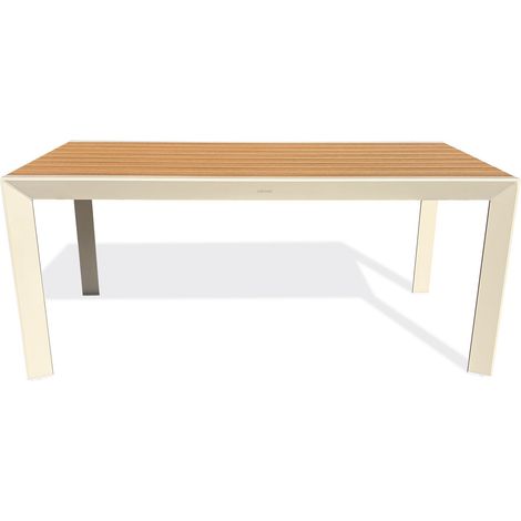 TONGA - Gartentisch aus Aluminium mit Tischplatte in Holzoptik – Greige - DCB GARDEN
