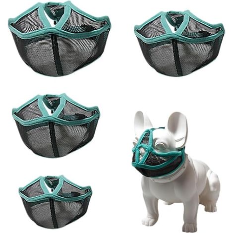 Dog Muzzle Short Muzzle Anti Barking Anti-Bite Muzzle for French Bulldog Shih Tzu Pug Breathable Mesh Mask Adjustable (1/2)