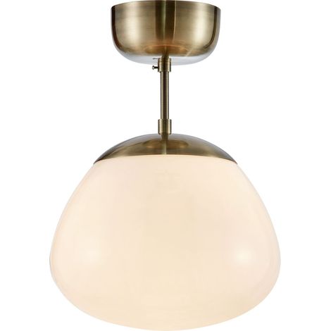 Plafonnier E27, max. 40W, verre opale blanc et laiton antique - Markslöjd - Rise (1/3)