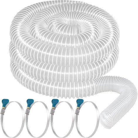Tuyau d'aspiration de poussière en PVC renforcé avec spirale en acier, 63,5 mm × 6,1 m (transparent) (1/5)
