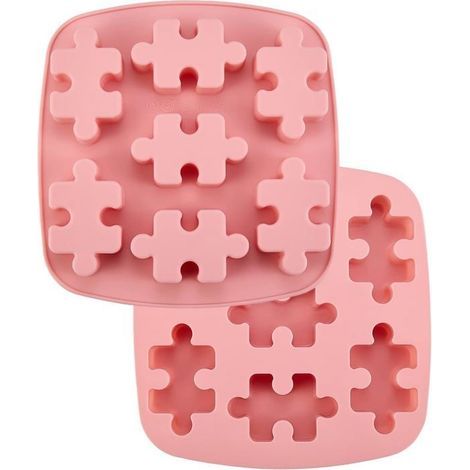 (Puzzle) Set mit 2 lebensmittelechten Silikonformen in Puzzleform zum Dekorieren von Kuchen, Pralinen, Bonbons und Schmuck (1/5)