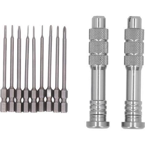 Tournevis à Fente, Jeu de Tournevis à Fente Interchangeables avec 9 Embouts de Tournevis, 2 Poignées de Tournevis et 1 Boîte de Rangement, Tournevis à Cliquet Magnétique (1/5)